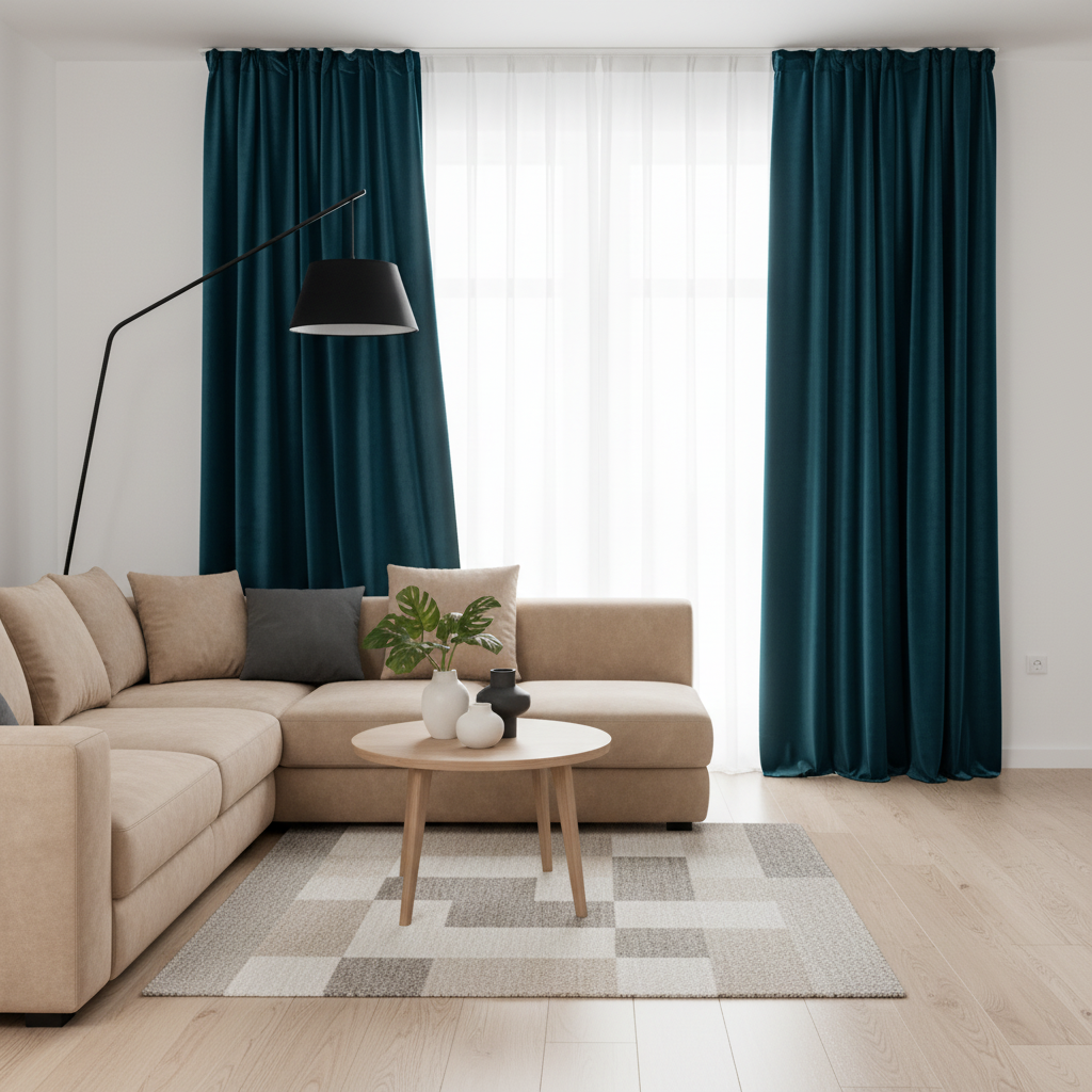 Peacock Bleu Velvet Blackout Drapes